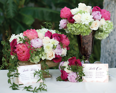 In the Palm Court at Hotel Valley Ho three unique wedding escort card table