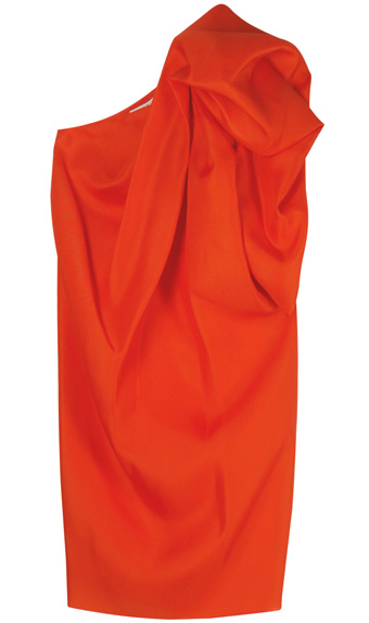 blazing orange one shoulder dress