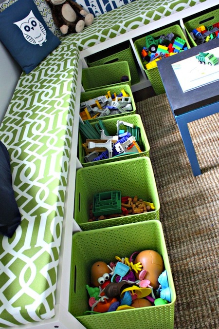 Ikea transformation bench seating storage kids playroom copy
