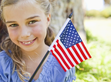 May 24 Girl with Memorial Day Weekend Flag