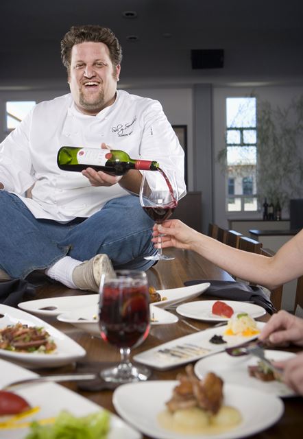 DIGITAL -- 13429 -- fd-chefstable -- Portrait of Head Chef Aaron May (cq) / taken at Sol y Sombra at the DC Ranch Marketplace on Pima Rd and Thompson Peak Parkway. Photo By Wes Johnson / The Arizona Republic (3/7/07 At tapas tastings at Sol y Sombra in Scottsdale, diners sign up to eat whatever chef Aaron May sends, or pours out) (4/5/07 Mug: Valley's fickle taste discouraging to chefs: Other Valley chefs, such as Aaron May, are rising in the culinary world) (8/15/07 Chef Aaron May at Sol y Sombra restaurant, which is offering a paella deal on Thursday nights)