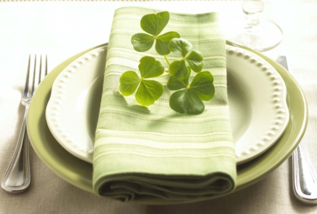 Place setting with shamrocks