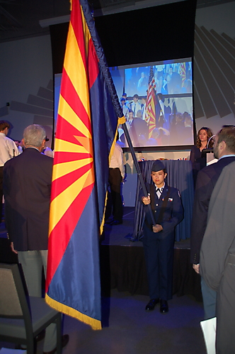 Color Guard flag holder with screen