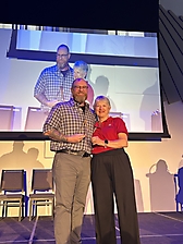 Barbara Hatch presents Founders Award to DJ Salch