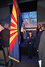 Color Guard flag holder with screen