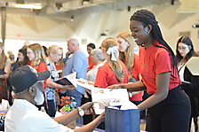 Student getting book signed