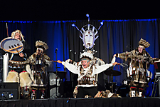 The Nunamta Yup'ik Eskimo Singers and Dancers open the Moondance program with a traditional song and dance