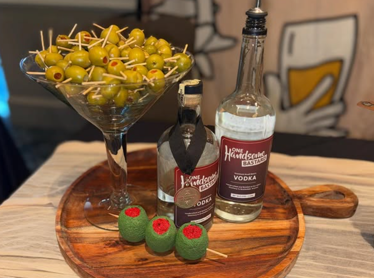 One Handsome Bastard Vodka with Olive and Martini Decor.png