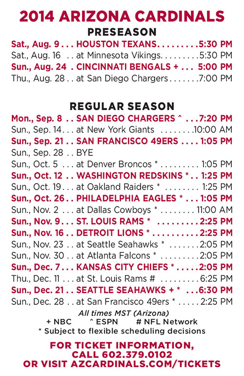 Cardinals Downloadable Schedule