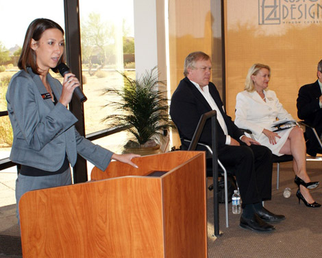 woman at podium