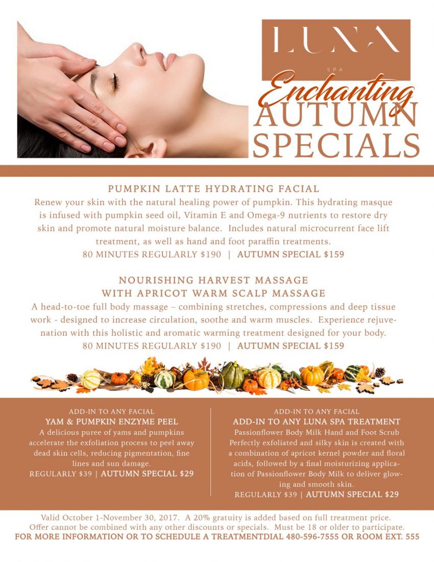 HeadtoToe Autumn Spa Specials at The Scottsdale Resort Luna Spa